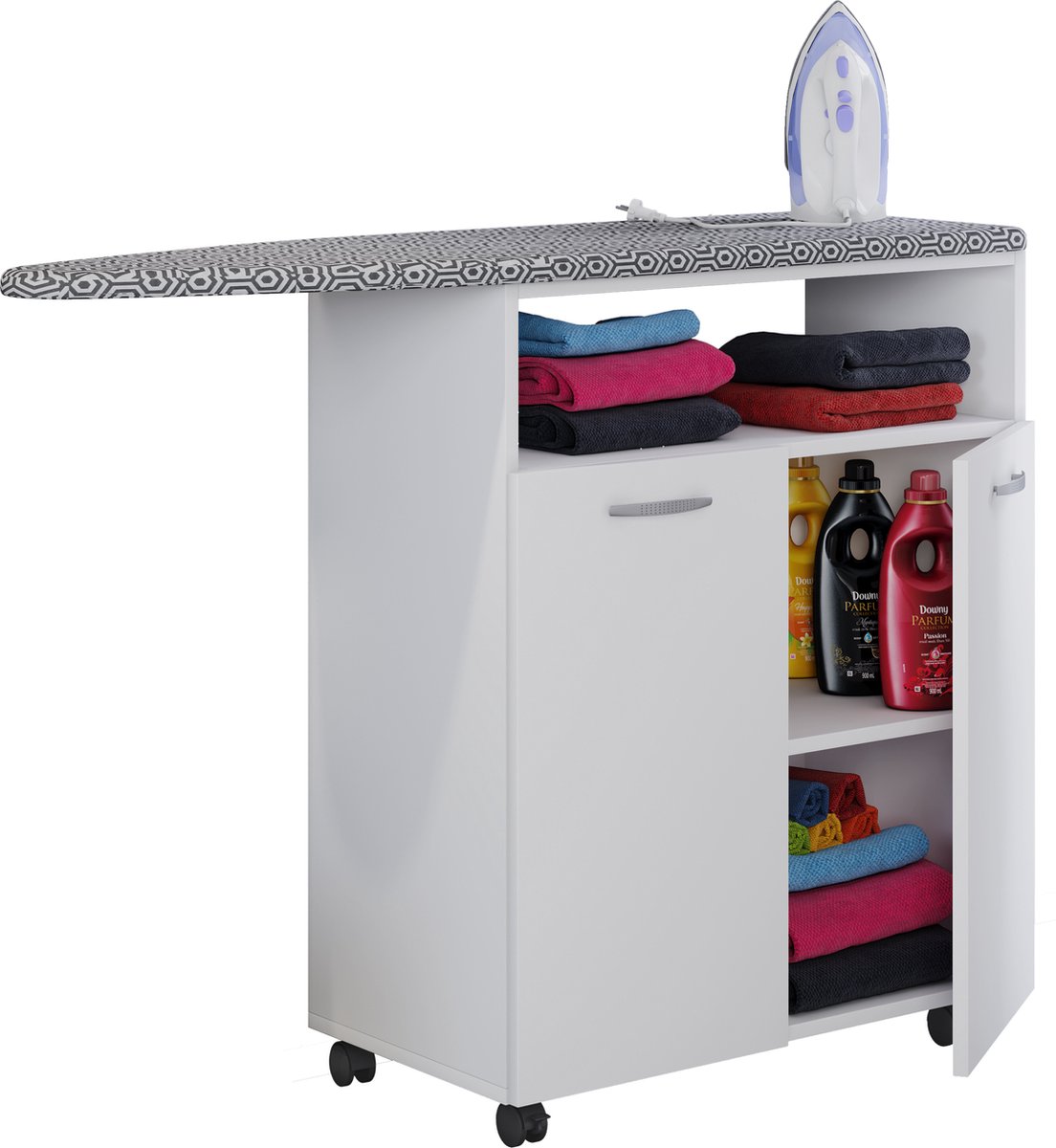 Houten ladekast Strijkplank Dressoir Hoge kast Strijkkast Dressoir Bigilo
