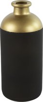 Countryfield Bloemen of deco vaas - zwart/goud - glas - luxe fles vorm - D11 x H25 cm
