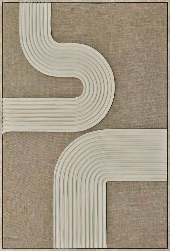 Ter Halle - Schilderij - 3D Art - Beige Bogen Op Een Taupe Doek- 83x123cm