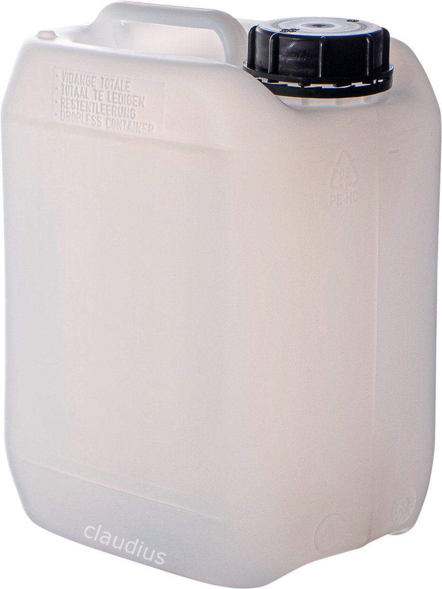 Jerrycan 5 liter transparant | geschikt voor water | UN gekeurd | benzine | handig stapelbaar | food grade | inclusief dop | totaal te legen | noodpakket
