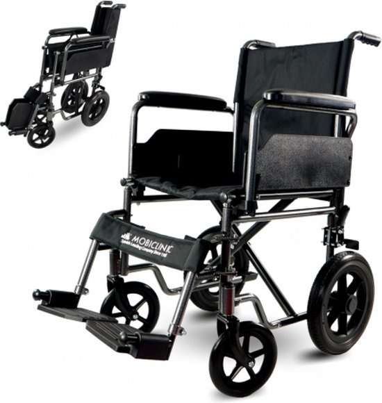 Mobiclinic S230 - Rolstoel voor volwassenen - opvouwbare rolstoel - transportrolstoel - opklapbaar - orthopedisch - voetsteunen - armleuningen - kleur zwart - zitting 43 cm