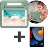 iMoshion Kidsproof Tablet Hoes Kinderen & Screenprotector Gehad Glas Geschikt voor Apple iPad 9 (2021) 9e generatie / iPad 8 (2020) 8e generatie / iPad 7 (2019) 7e generatie -Olijfgroen