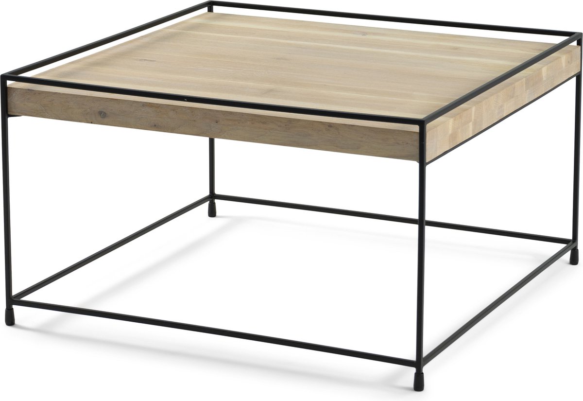 Torna Design THIN WOOD 80 Salontafel - Zwart / Eiken bianco