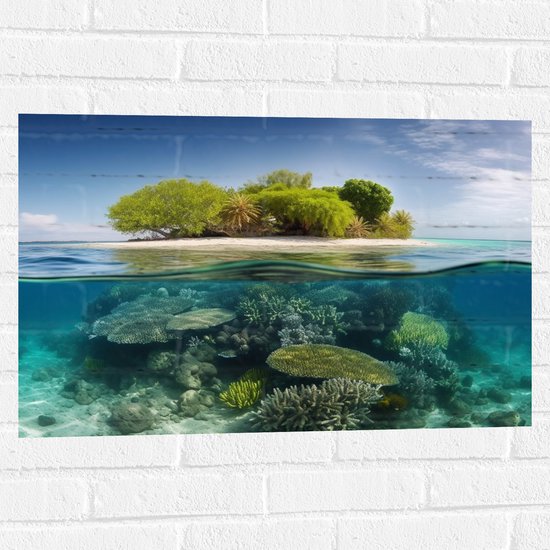 Muursticker - Koraal - Oceaan - Zee - Eiland - 75x50 cm Foto op Muursticker