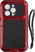 Coque de protection complète Love Mei iPhone 14 Pro (résistant aux chocs, à la pluie, à la neige) - Rouge