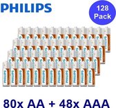 128 Stuks - Philips Power Pack - Longlife 80x AA + 48x AAA