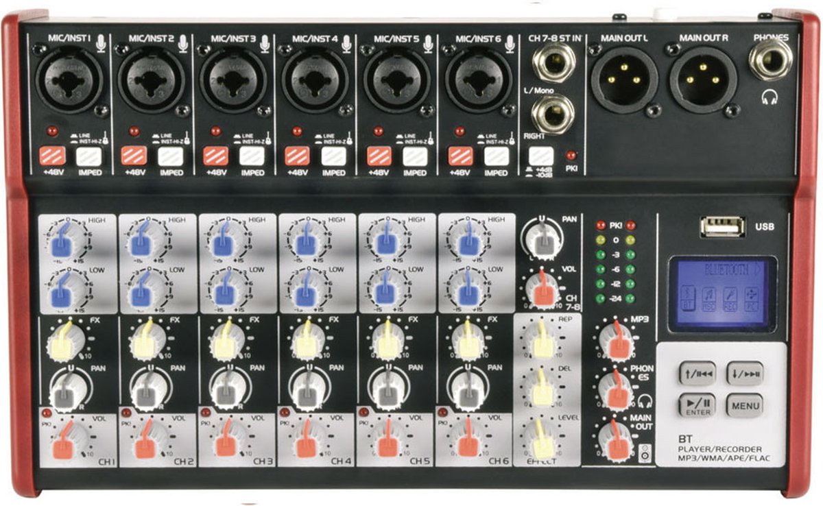 Citronic CSM-8 mixer met USB/Bluetooth en Delay effect