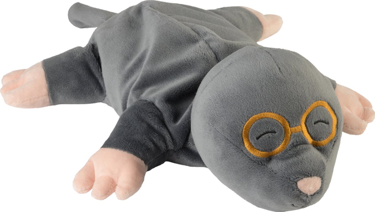 Warmies warmte/magnetron knuffel mol - grijs - 35 cm - pittenzak - opwarm knuffel