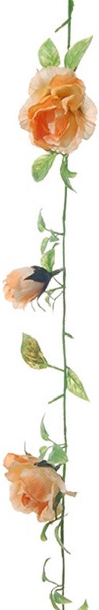 Louis Maes Kunstplant bloemenslinger Rozen - zalmroze/groen - 225 cm - kunstbloemen