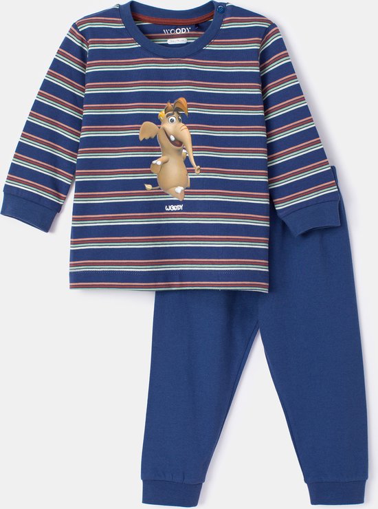 Woody pyjama baby jongens - multicolor gestreept - mammoet - 232-10-PLC -S/904 maat 62