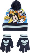 Disney Mickey Mouse 2-delig winterset - muts/handschoenen - zwart - voor kinderen