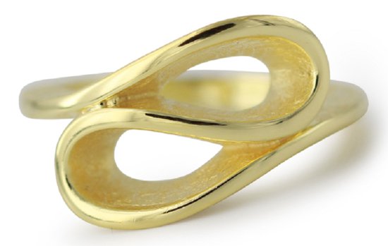 Schitterende 14 Karaat Vergulde Zilveren Brede Ring Infinity Oneindigheid 18.50 mm. (maat 58)