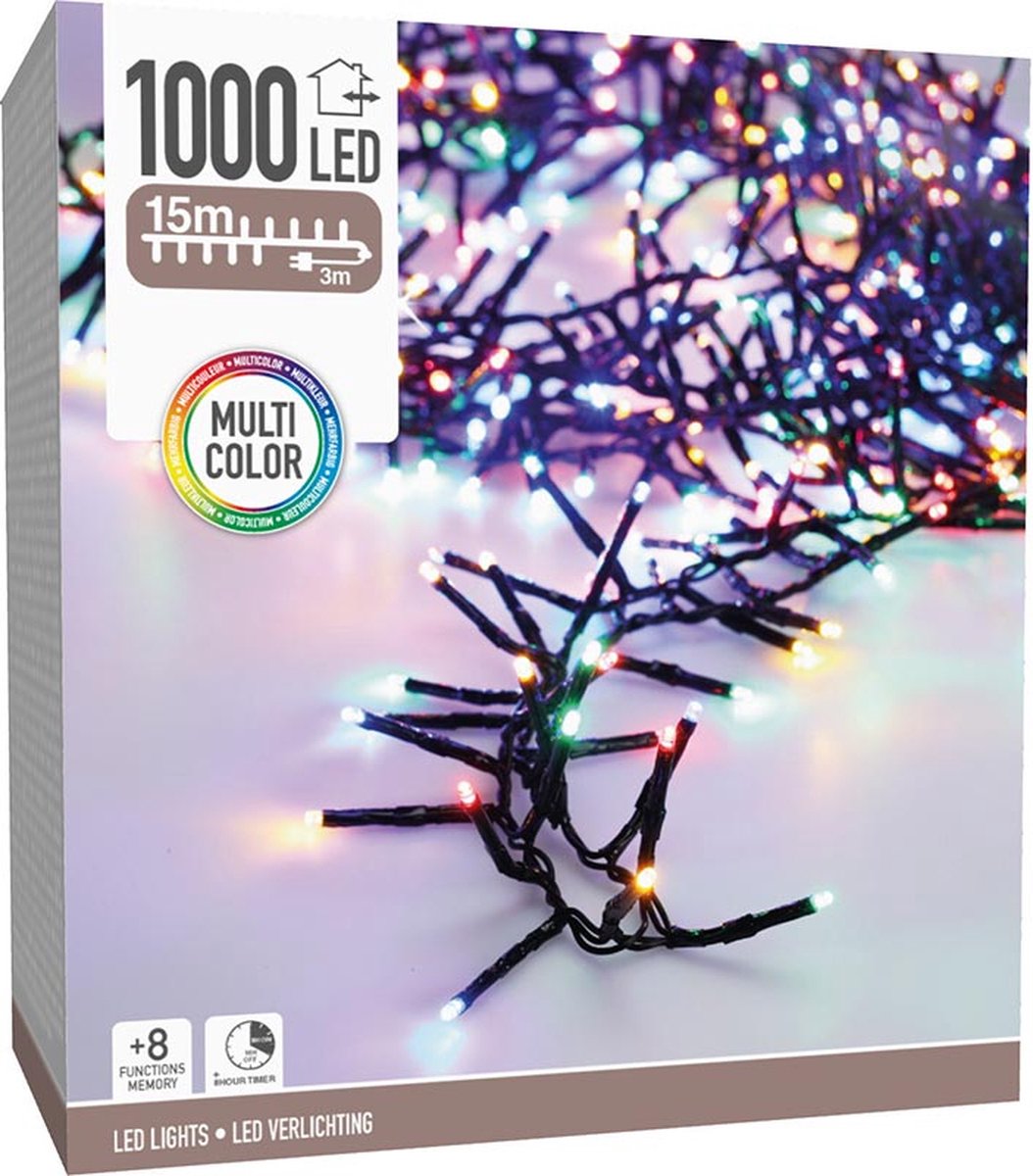 Éclairage de Noël Maxi Cluster - 400 LED - 6m - multicolore - Minuterie -  Fonctions