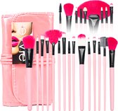 Evvie 24-delige Make-up borstelset - Roze - in luxe etui en giftbox