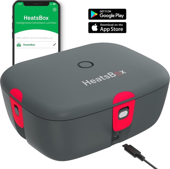 Faitron HeatsBox GO - Boîte à lunch électrique - Fonctionne sur piles - Acier inoxydable - Différents compartiments - Avec application pour smartphone - 220V - Pour repas chauds