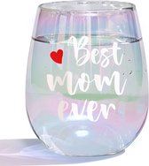 Verjaardagscadeaus voor mama, beste moeder ooit wijnglas, grappig regenboogwijnglas voor moeder, Moederdagideeën voor de beste moeder, 450 ml