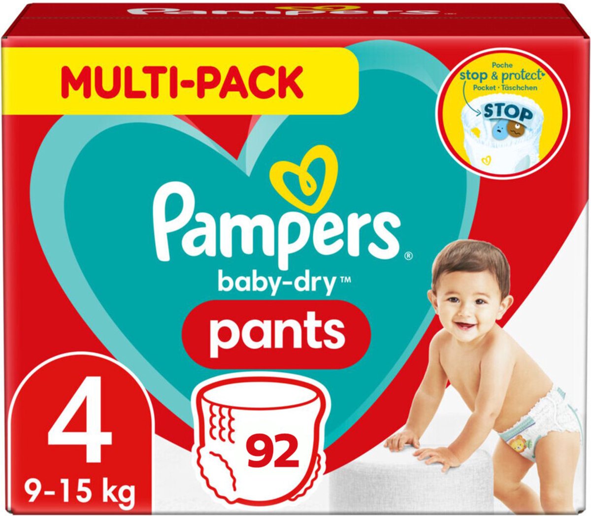 Goedkoopste 4x Pampers Baby Dry Luierbroekjes Maat 4 (9-15 kg) 23 stuks