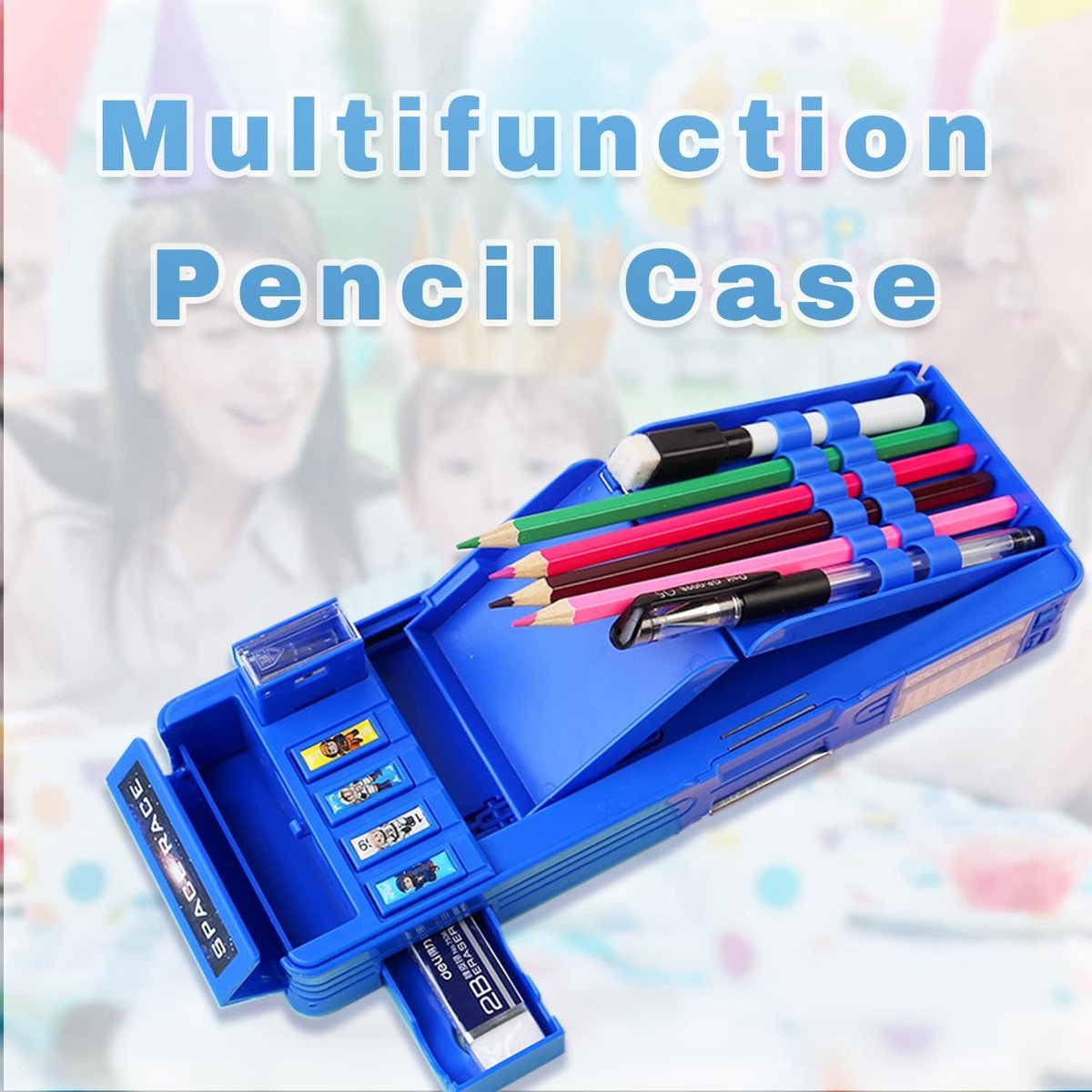 Pop-up multifunctionele etui voor meisjes en jongens, schattige cartoon pennenbox organizer briefpapier met slot, slijper, schema, whiteboard, schoolbenodigdheden, beste cadeaus voor kinderen, tieners