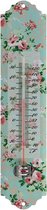 Thermometer roosprint 30 cm hoog - buitenthermometer - metaal - temperatuur meten buiten - decoratief - tuindecoratie - metaal - om op te hangen - cadeau - geschenk - nieuwjaar - Kerst - verjaardag