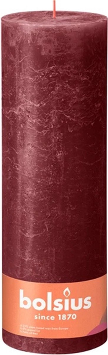 Bolsius 4 stuks Bolsius wijnrood rustiek stompkaars 300/100 (200 uur) Velvet Red