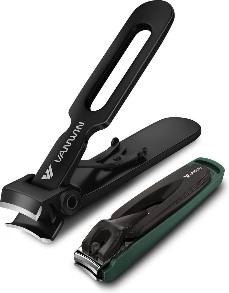 Goedkoopste Set van 2 nagelknippers Ultrascherpe roestvrijstalen teennagelknipper voor dikke nagels, robuuste vingernagelknipper met opvangcontainer Nagelknipper groot voor teennagels en vingernagels