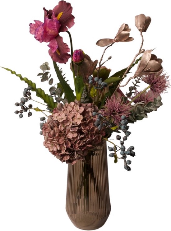 WinQ -Veldboeket zijden bloemen compleet gebonden geleverd (zonder Vaas)- Kunstbloemen in een trendy Paars - Gebonden Veldboeket compleet