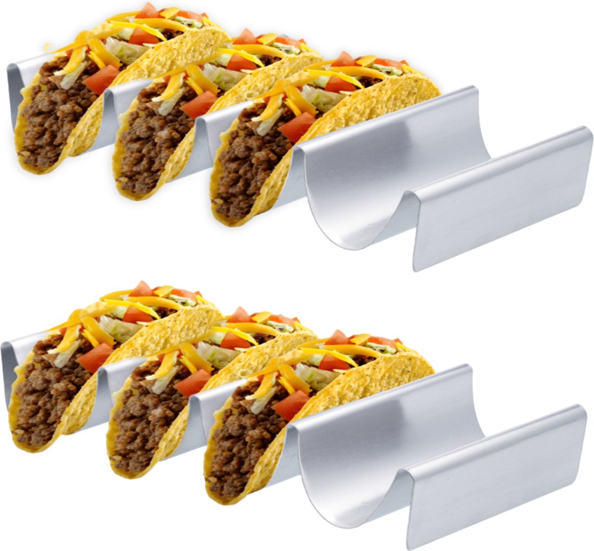 YUGN Taco houder Ovenbestendig SET 2 stuks - Voor 8 Tacos - RVS Tortilla houder - Taco standaard - Cadeautip