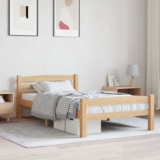 The Living Store Houten Bedframe - Grenenhout - 206 x 96 x 66 cm - Stevige Constructie