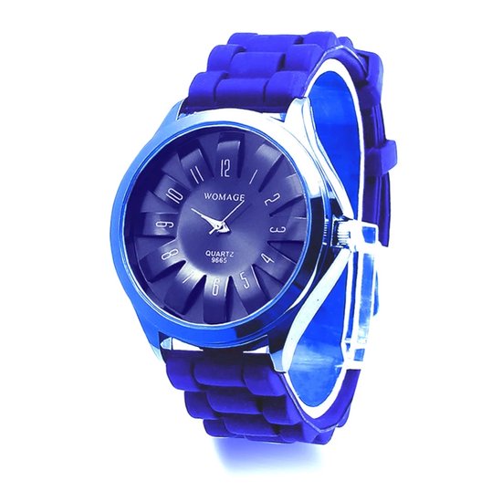 Hidzo Horloge - Quartz - Siliconen - Donker Blauw - Inclusief Horloge Doosje