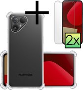 Hoes Geschikt voor Fairphone 5 Hoesje Siliconen Cover Shock Proof Back Case Shockproof Hoes Met 2x Screenprotector - Transparant