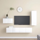 The Living Store TV-wandmeubelset - hoogglans wit - spaanplaat - 60x30x30cm - 30.5x30x90cm - 80x30x30cm