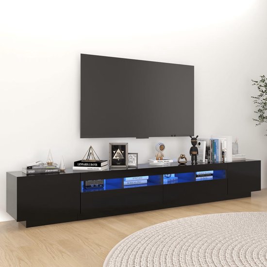 The Living Store TV-meubel - LED-verlichting - Hifi-kast - 260 x 35 x 40 cm - Zwart
