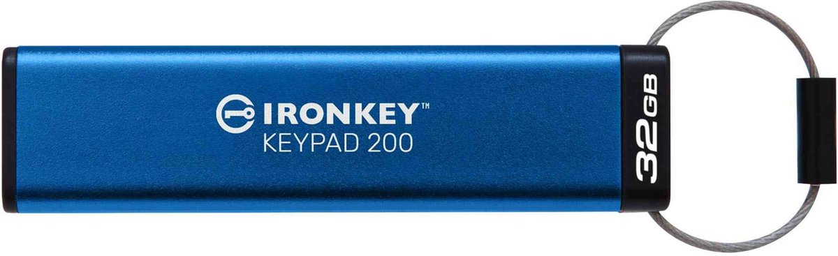 Kingston IronKey Keypad 200 USB-stick Retail 32 GB Blauw IKKP200/32GB USB 3.2 Gen 1 (USB 3.0)