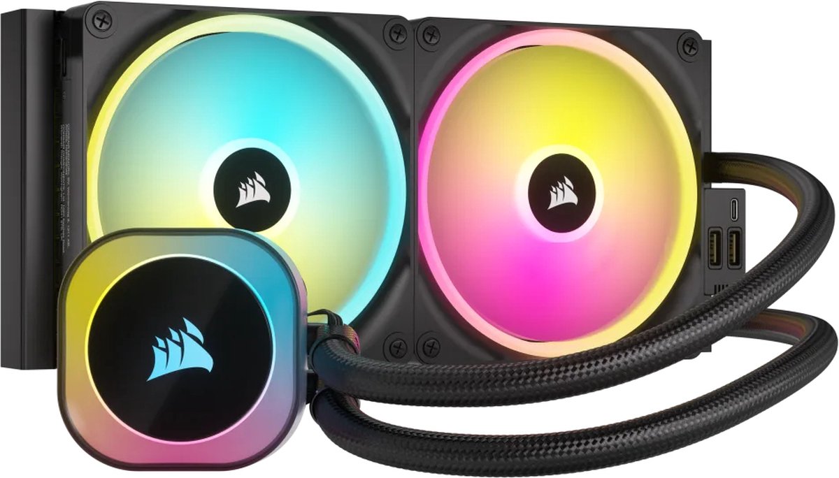 CORSAIR iCUE LINK H115i RGB - Vloeistof-koelsysteem afmeting radiator: 280 mm - voor Intel LGA 1700 1200 115x 2066 2011-3 2011 - AMD AM5 AM4 - 2x QX140 RGB fans - 1x iCUE LINK System Hub - aluminium koper - zwart