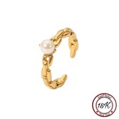Soraro Parel Ring | 18K Goldplated | Goudkleurig | Verstelbare Ring | Vrouwen Ringen | Dames Sieraden | Vrouwen Sieraden | Meest Verkochte Sieraden | Cadeau Voor Haar