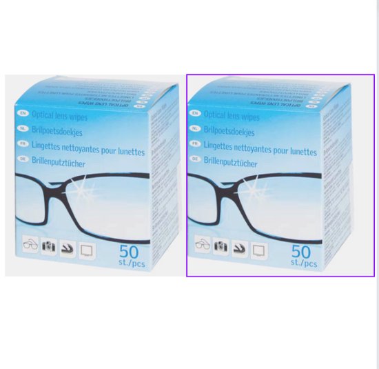 Lingettes à lunettes - Humides - Sans traces - 100 pièces