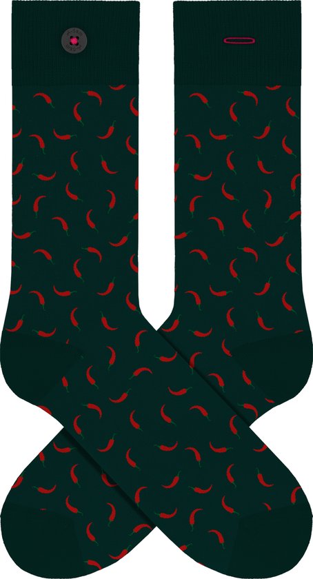 A-dam Red Peppers - Chaussettes - Katoen - Idéal comme cadeau - Durable - Unisexe - Vert - 41-46
