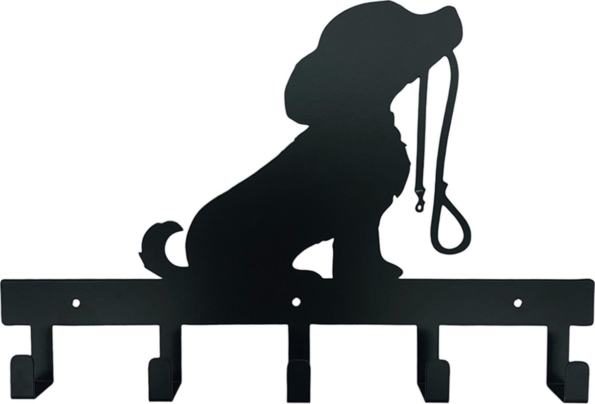 Sleutelrekje - Hondenriem en Sleutelhouder - 5 Haakjes - Hond - Zwart - Metaal - Lavandoux