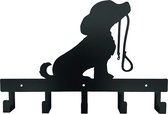 Sleutelrekje - Hondenriem en Sleutelhouder - 5 Haakjes - Hond - Zwart - Metaal