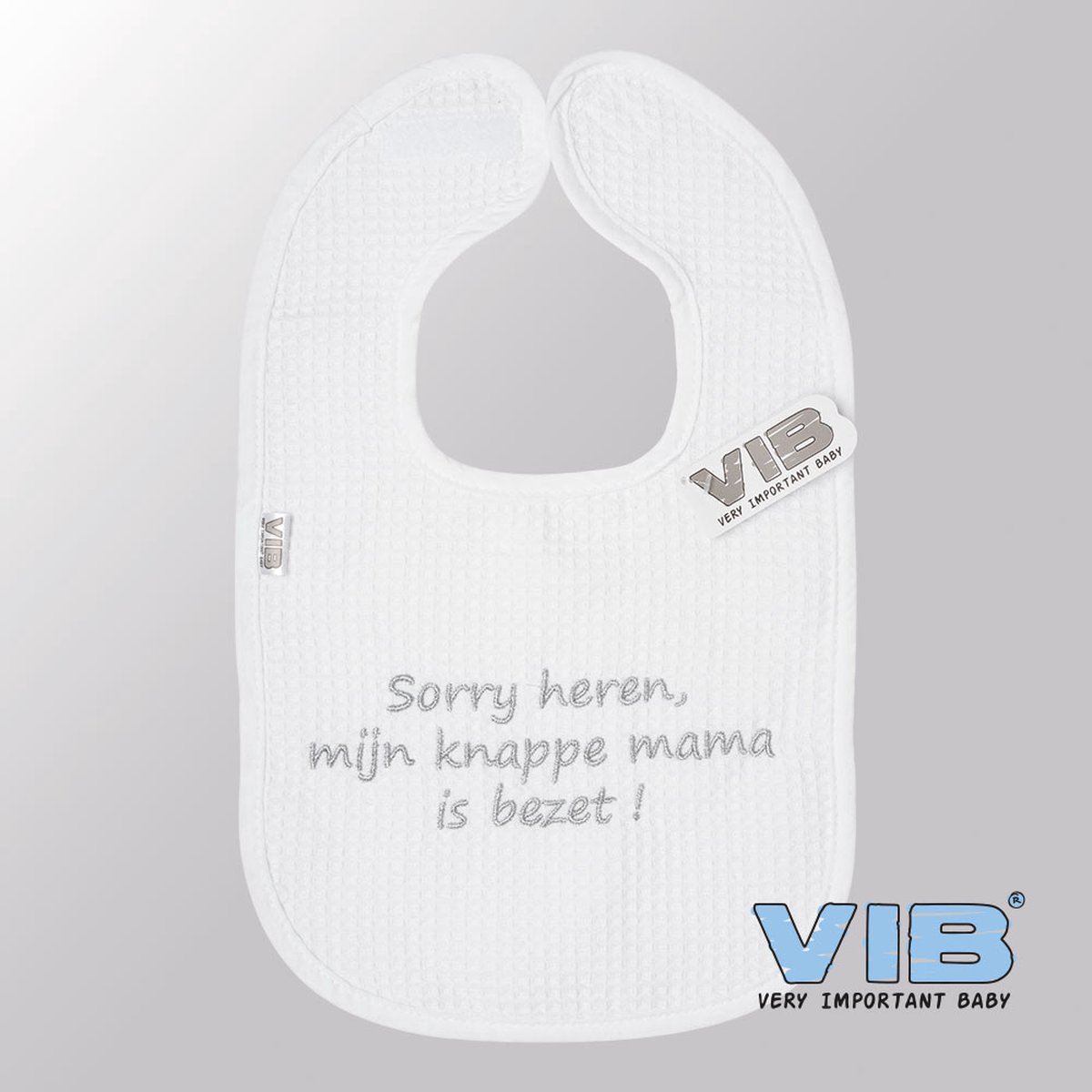 Goedkoopste VIB® - Slabbetje Luxe velours - Sorry Heren, mijn knappe mama is bezet (Wit) - Babykleertjes - Slabbetjes - zwangerschap aankondiging - baby aankondiging
