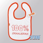 VIB® - Slabbetje Luxe velours - 100% Oranjefan (Wit-Oranje) - Babykleertjes - Baby cadeau - EK voetbal 2024 - EK voetbal versiering - Europees kampioenschap voetbal