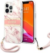 Guess TPU Marble Stripe Hoes iPhone 11 - Roze