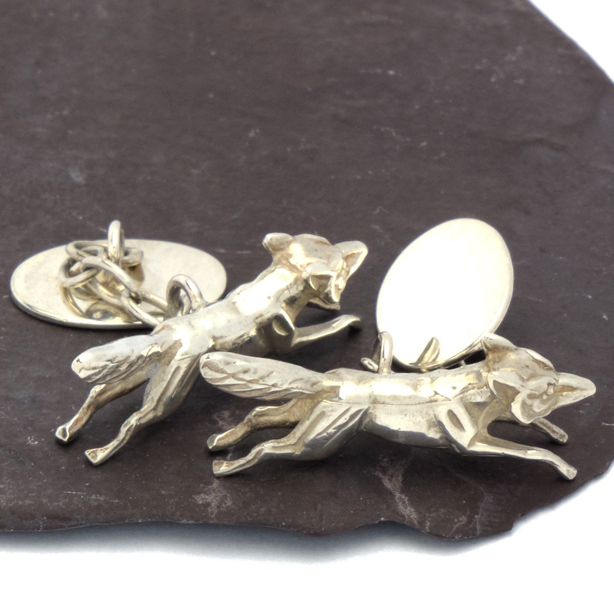 Manchetknopen - Echt Zilver 925 Vos met Ketting