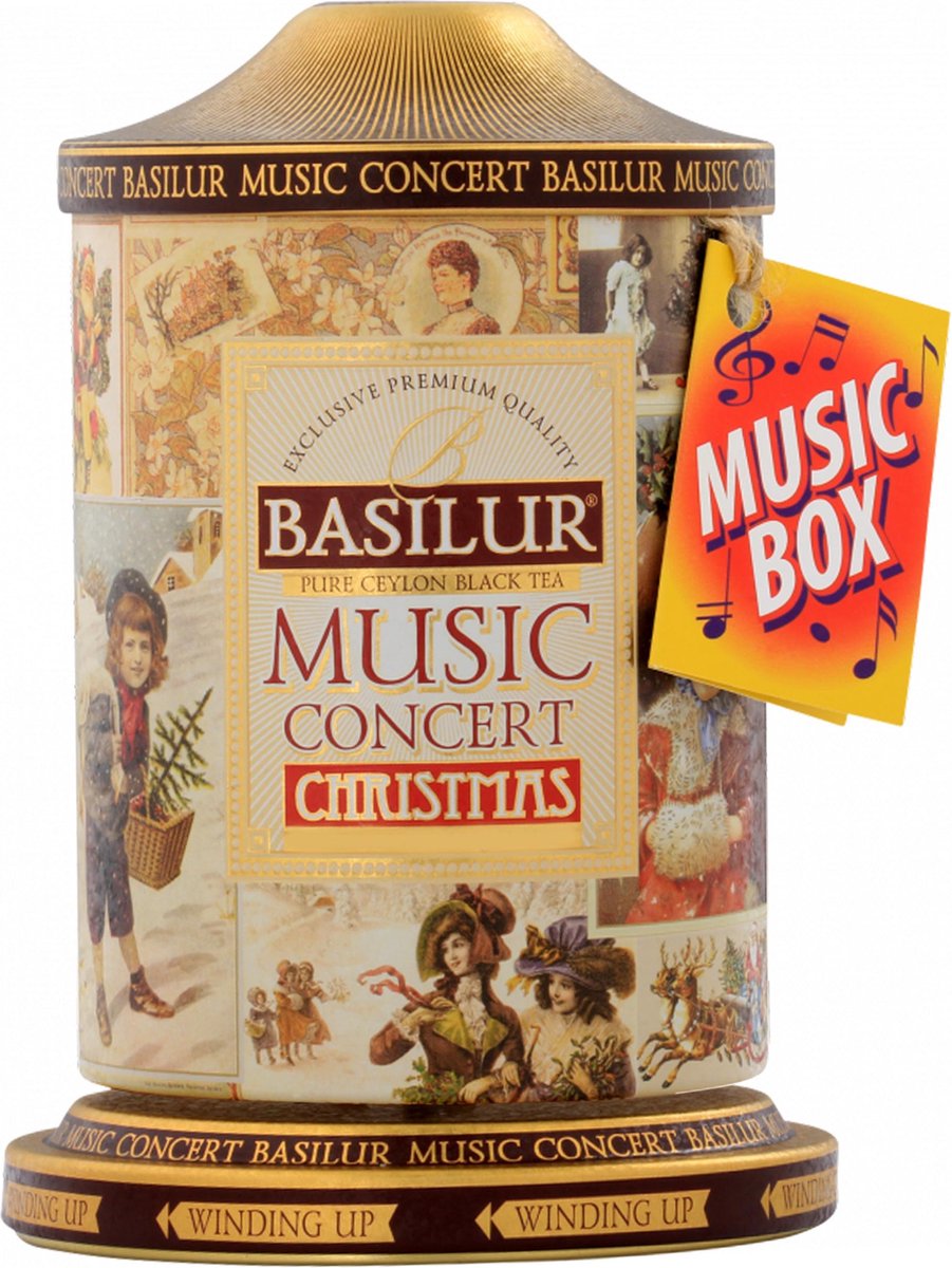 BASILUR Music Concert Christmas - Ceylon Zwarte Losse Blad Thee, Blik met Muziekdoos, Kerstthee 100 g