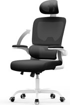 Ergonomische bureaustoel - Fauteuil - met 90° opklapbare armleuning - Adaptieve lendensteun - In hoogte verstelbaar Wit