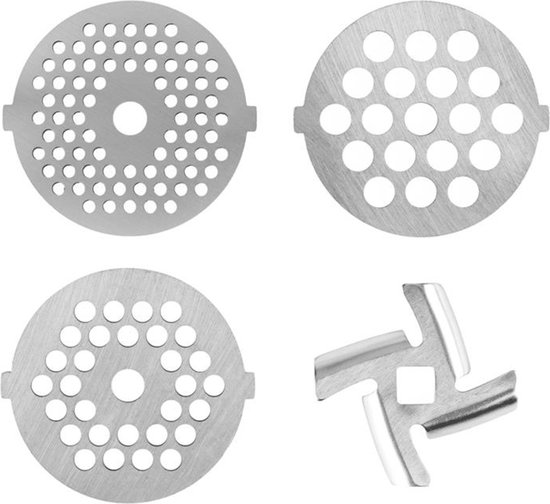 Klarstein 4-Delig Gatenschijfset, 3-4,5-7 mm, Vervangend Kruismes, voor de Vleesmolen van de Lucia Keukenmachines, Roestvrij, Vaatwasserbestendig, Totaalgewicht ca. 130 g van Klarstein — afbeelding 2