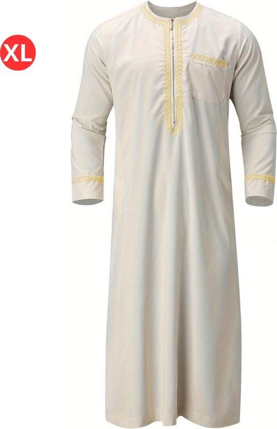 Livano Djellaba - Kaftan - Hommes - Arabe - Hommes - Vêtements musulmans - Vêtements islamiques - Alhamdulillah - Beige XL