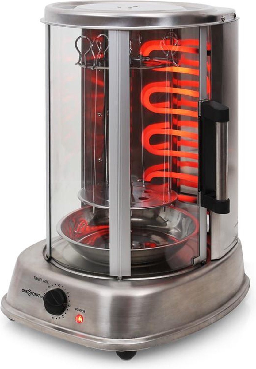 OneConcept Kebap Master Pro - kebabgrill, kippengrill, gyrosgrill, verticale grill, roterende grill met draaispit