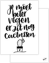 A4 poster - Je moet beter vegen want er zit nog Cactussen - wit - humor - toilet - decoratie