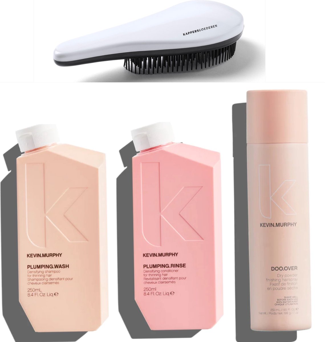 Kevin Murphy - Plumping Set - Wash + Rinse + Doo Over Haarspray + KG Ontwarborstel - Verdikkend Haar Kit - Kevin.Murphy - Doo.Over
